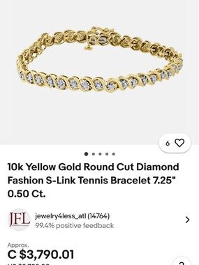 10K Gold Tennis Bracelet with .50.Carats Diamond
